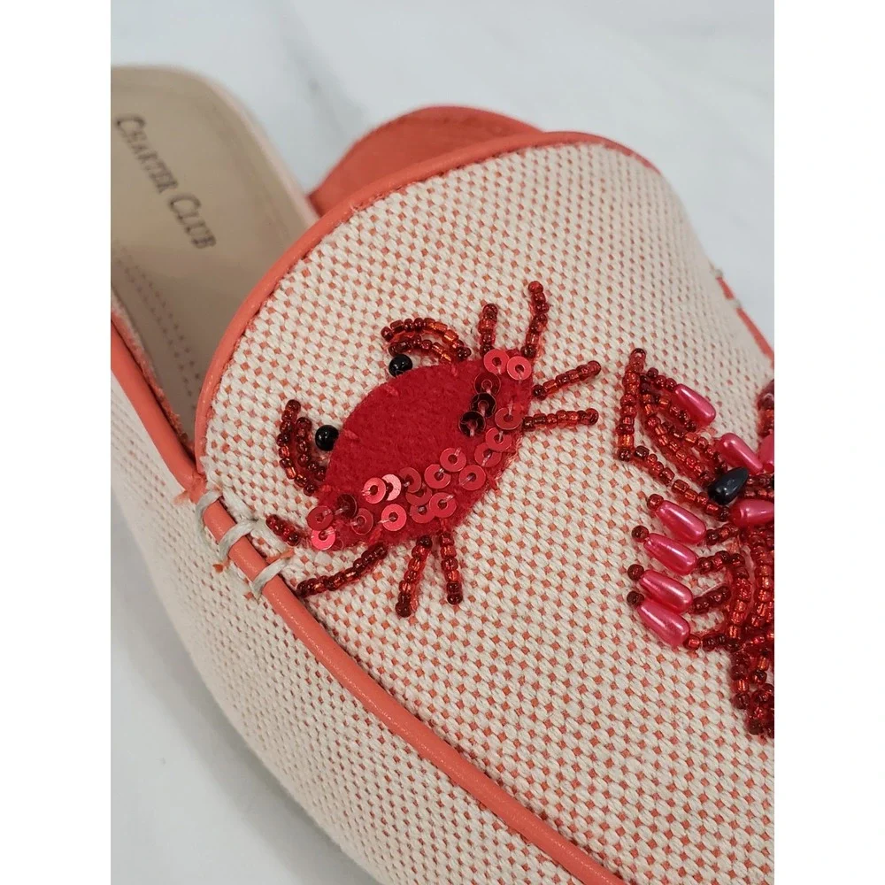 NEW Beaded SIZE 7.5 Charter Club Lobster Crab Coastal Loafer Boat Shoe Slip‎ On